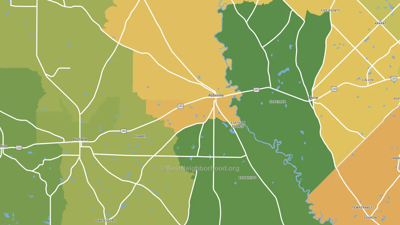 Abbeville, GA block-group voter-turnout map
