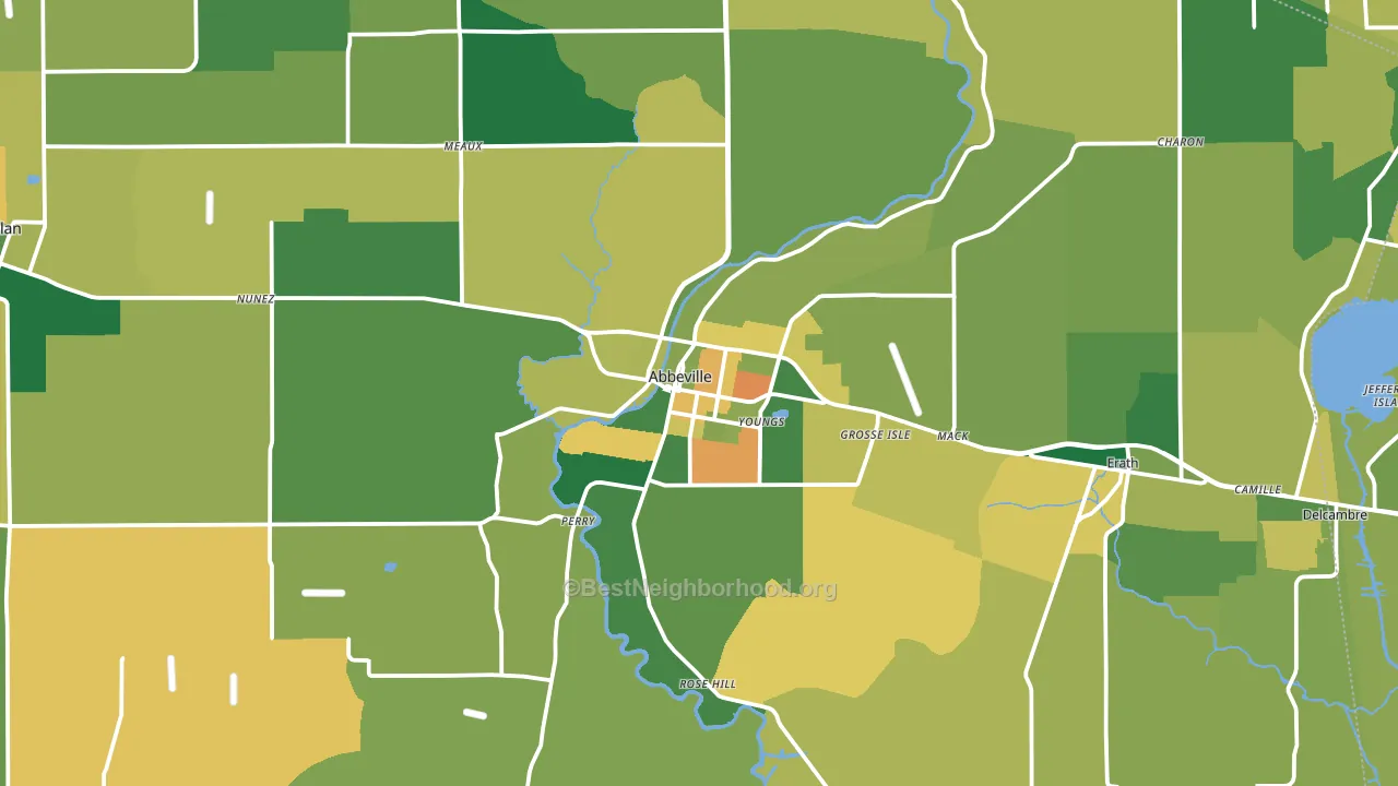Abbeville, LA block-group voter-turnout map