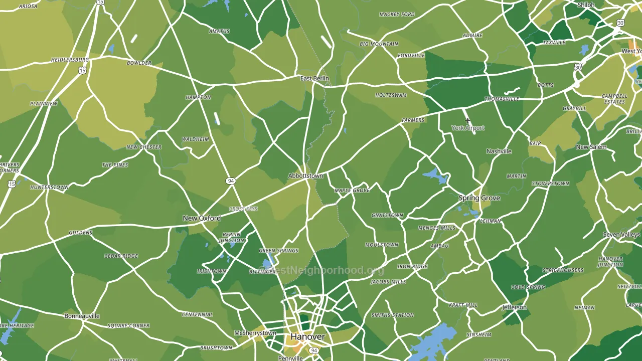 Abbottstown, PA block-group voter-turnout map