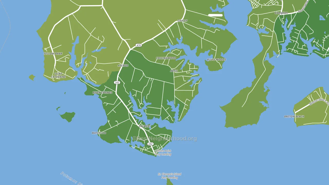 Abell, MD block-group voter-turnout map