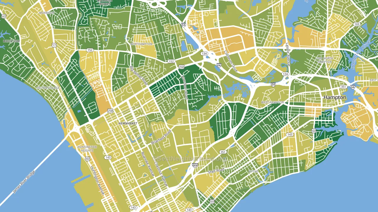 Aberdeen, Hampton, VA block-group voter-turnout map