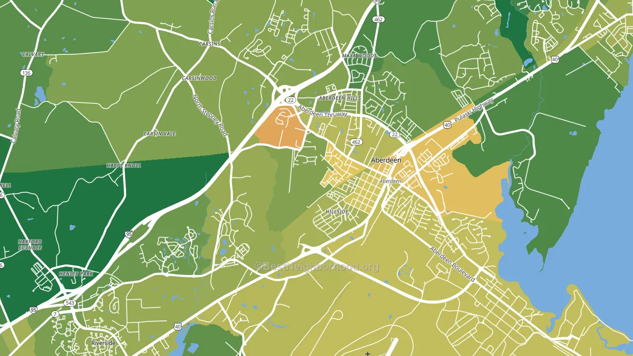 Aberdeen, MD block-group voter-turnout map