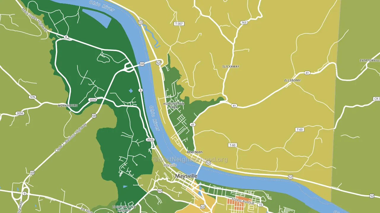 Aberdeen, OH block-group voter-turnout map