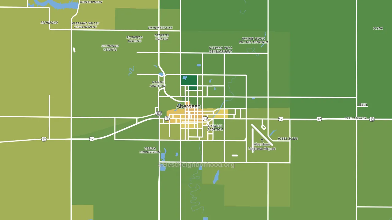 Aberdeen, SD block-group voter-turnout map