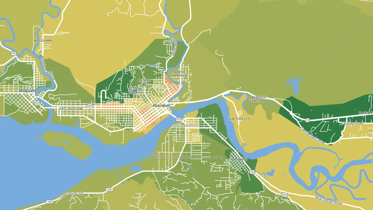 Aberdeen, WA block-group voter-turnout map