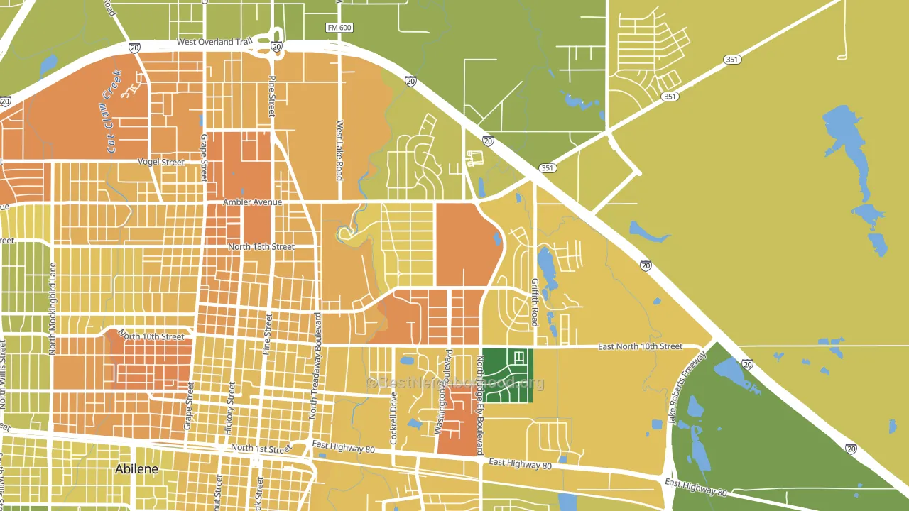 Abilene Heights Area, Abilene, TX block-group voter-turnout map