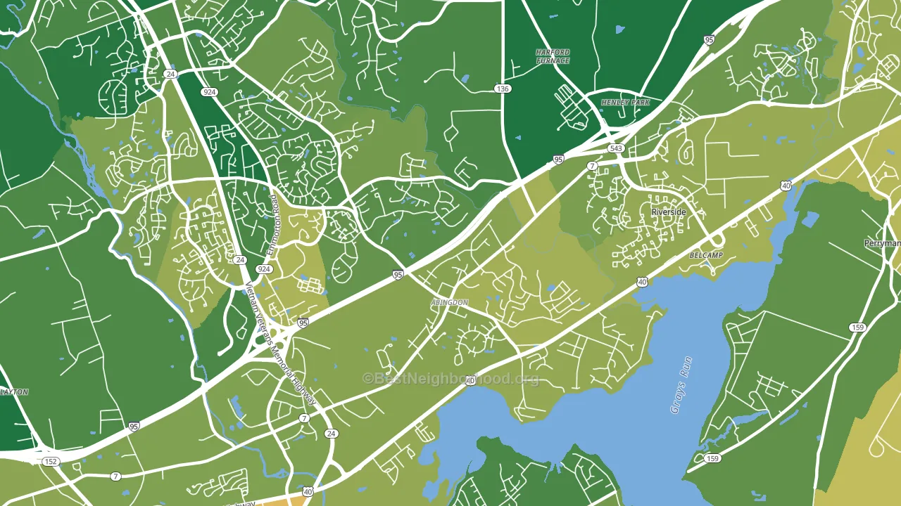 Abingdon, MD block-group voter-turnout map