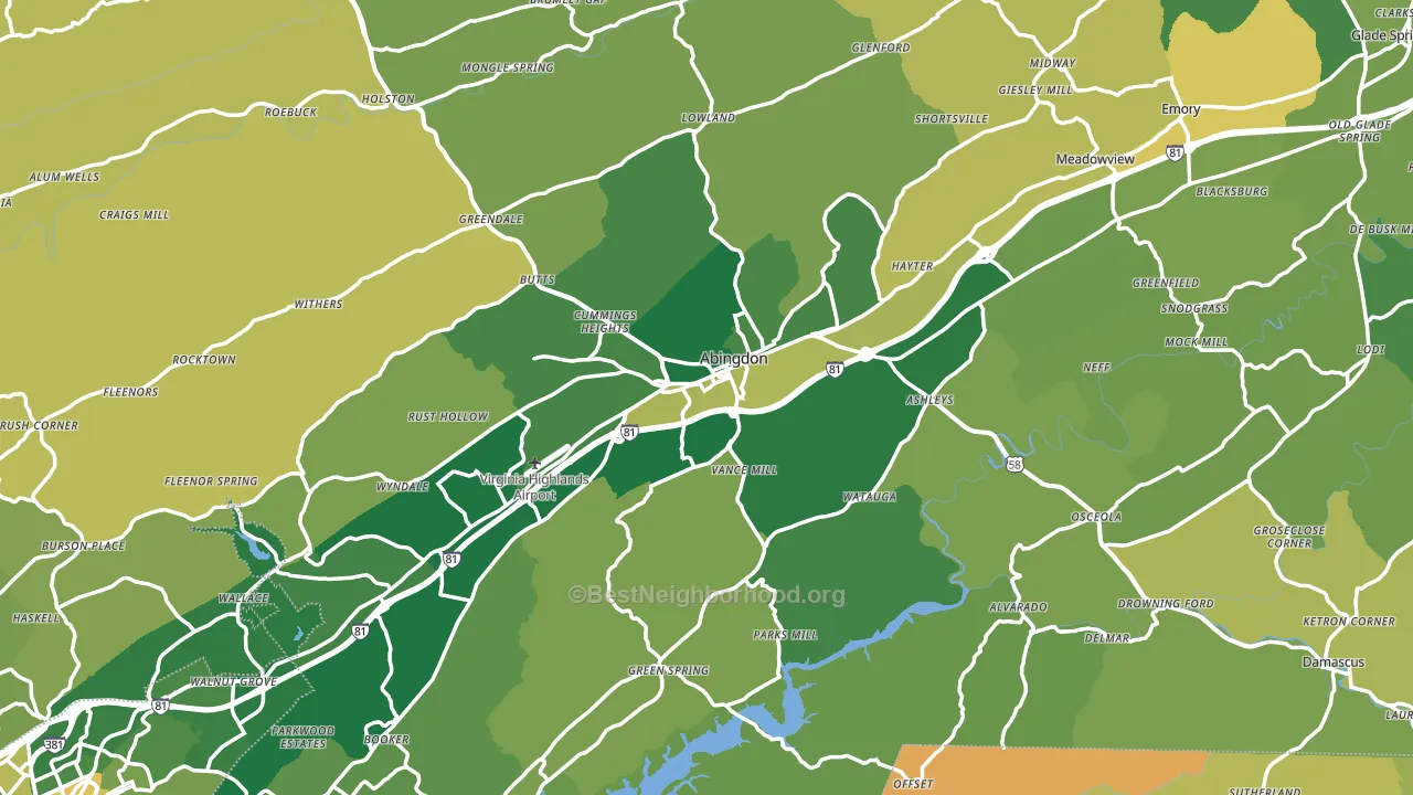 Abingdon, VA block-group voter-turnout map