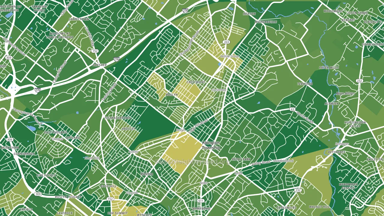 Abington, PA block-group voter-turnout map