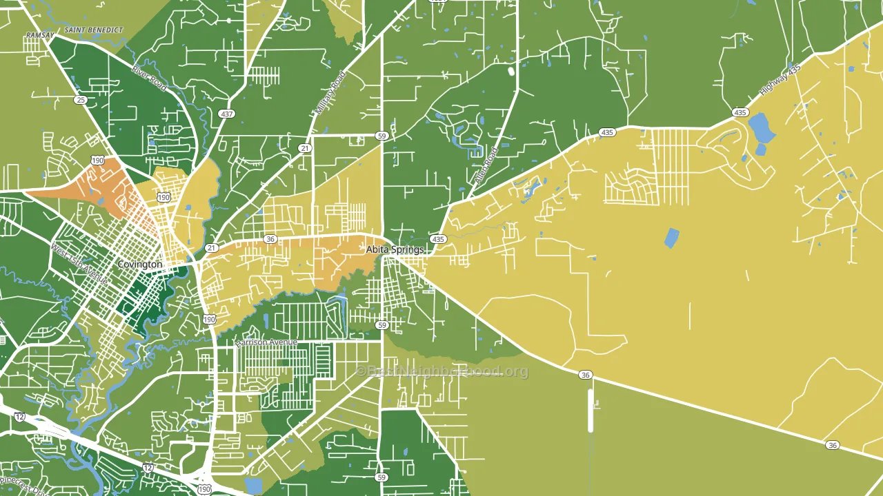 Abita Springs, LA block-group voter-turnout map