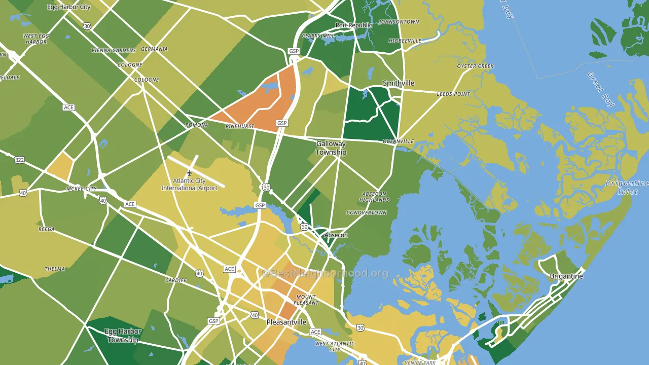 Absecon, NJ block-group voter-turnout map