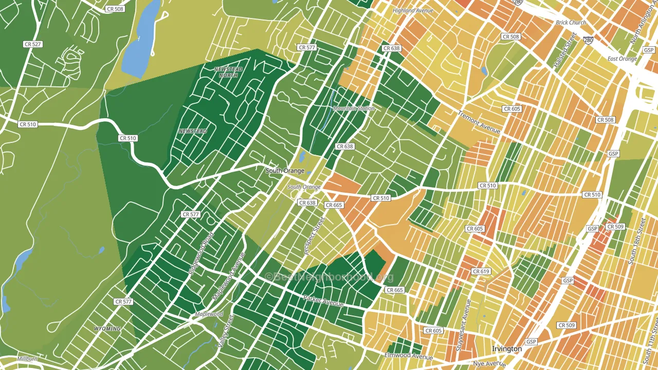 Academy Heights, Orange, NJ block-group voter-turnout map