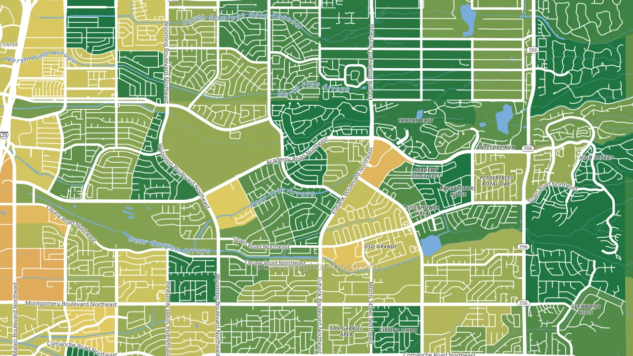 Academy Hills Park, Albuquerque, NM block-group voter-turnout map