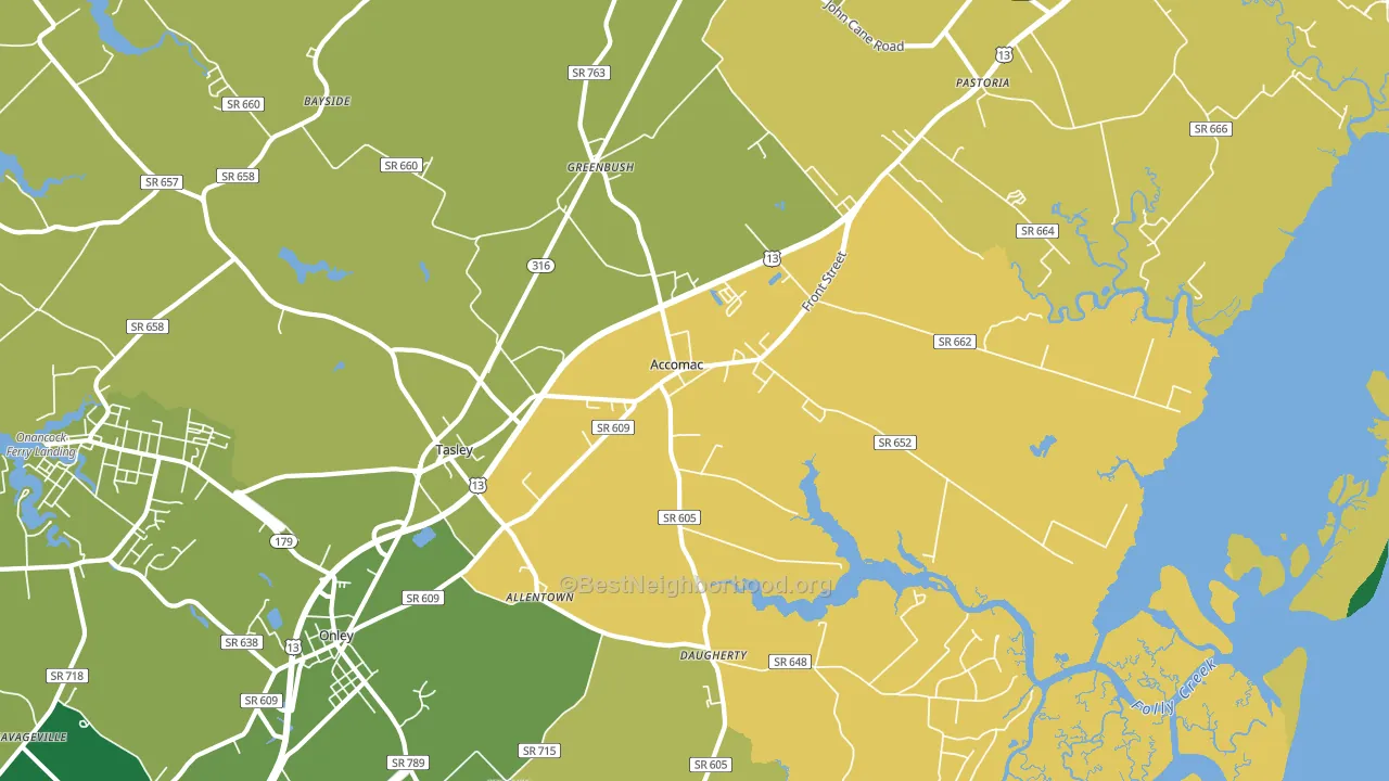 Accomac, VA block-group voter-turnout map