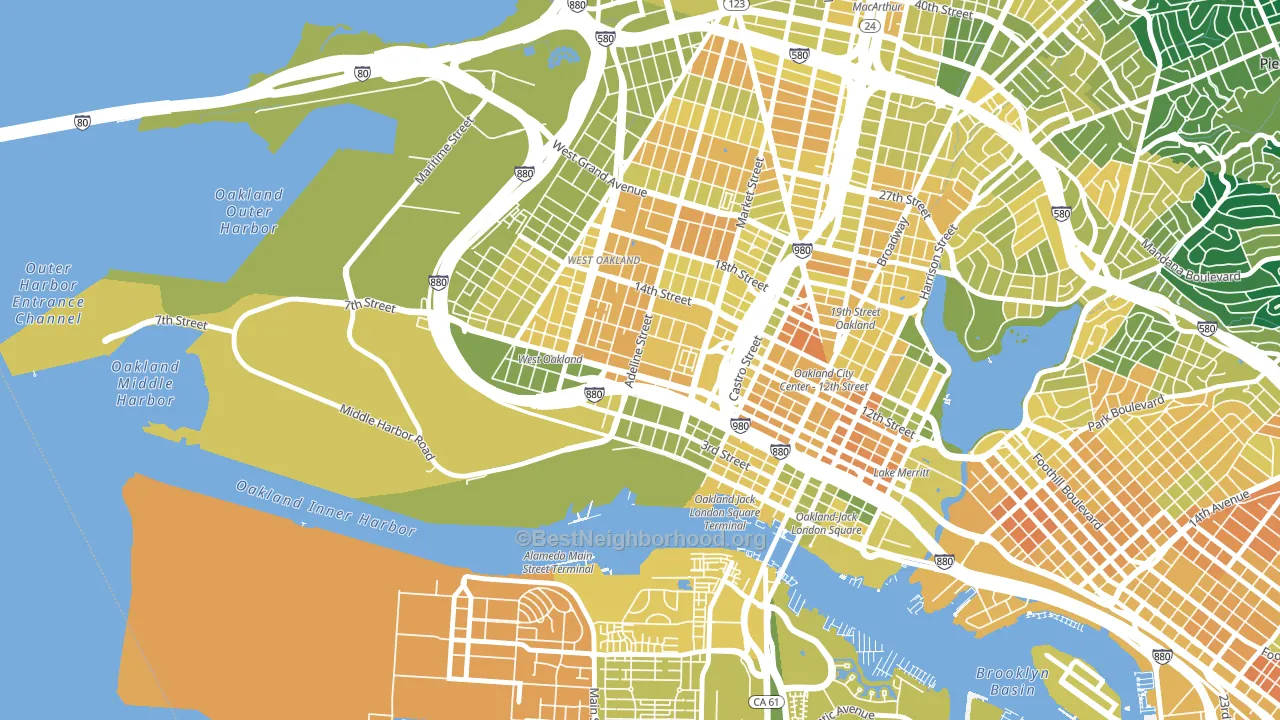 Acorn, Oakland, CA block-group voter-turnout map
