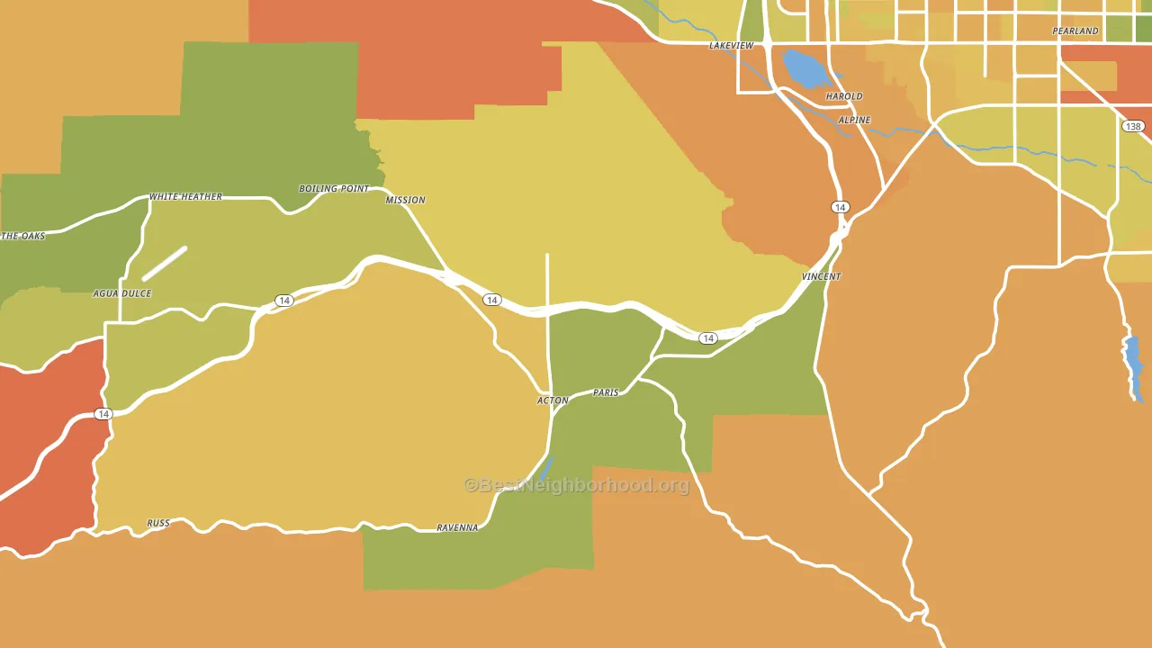 Acton, CA block-group voter-turnout map