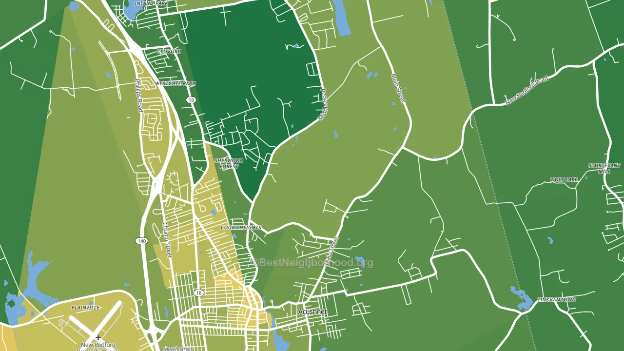 Acushnet, MA block-group voter-turnout map