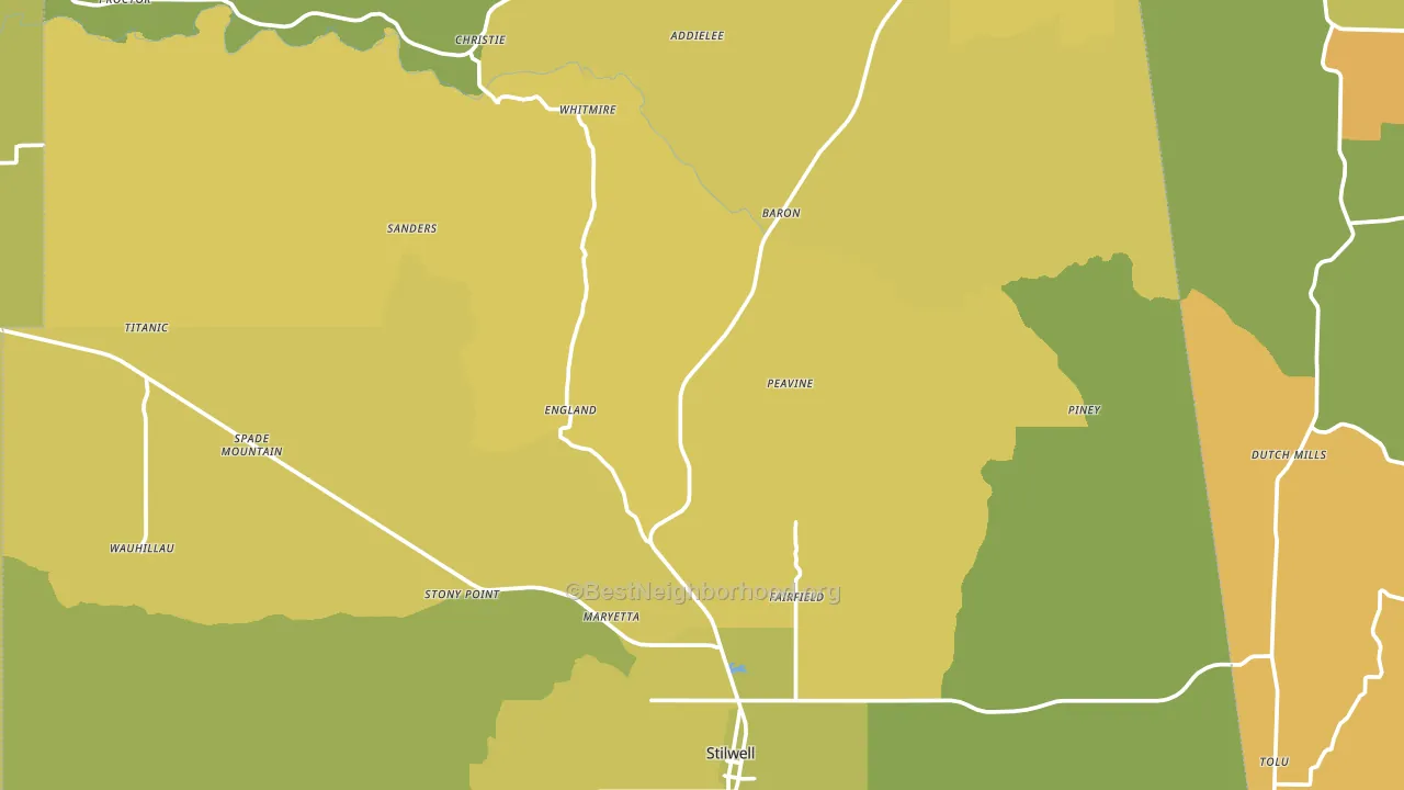 Adair County, OK block-group voter-turnout map