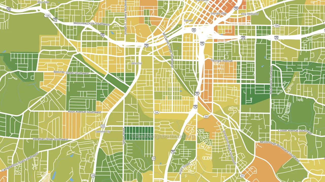 Adair Park, Atlanta, GA block-group voter-turnout map