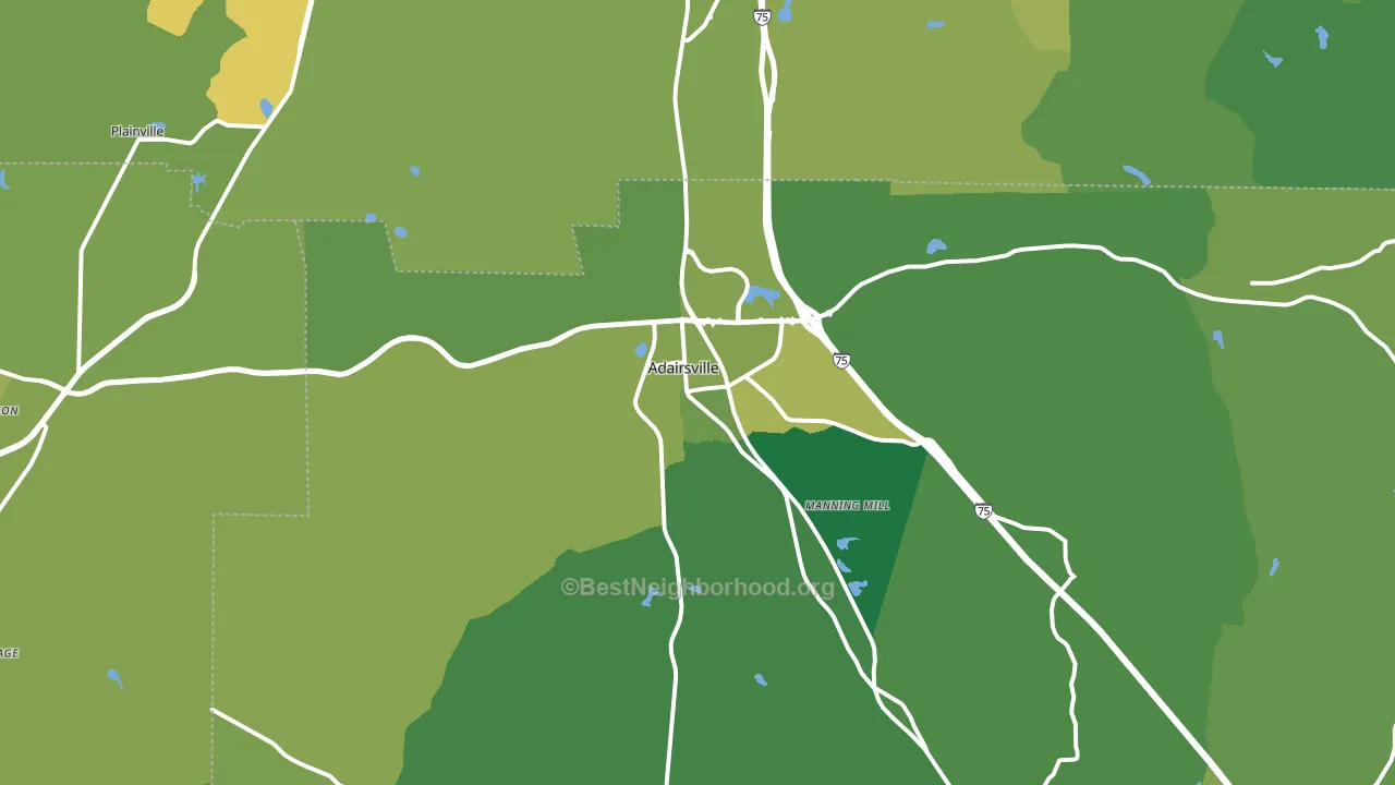 Adairsville, GA block-group voter-turnout map