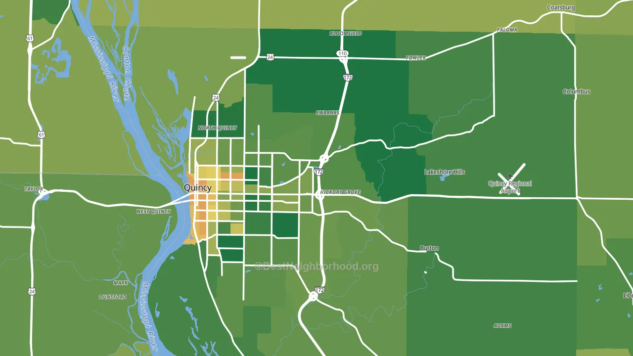 Adams County, IL block-group voter-turnout map
