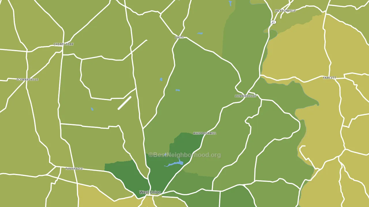 Adams County, OH block-group voter-turnout map