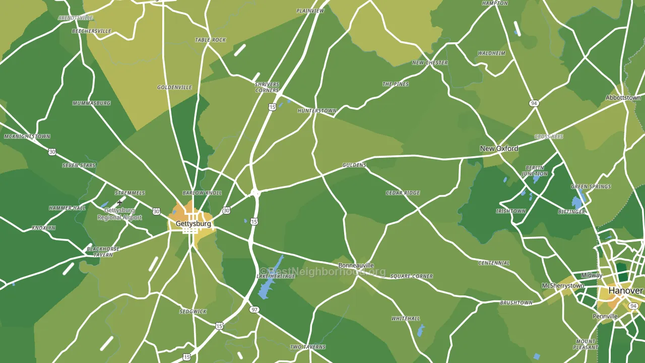 Adams County, PA block-group voter-turnout map
