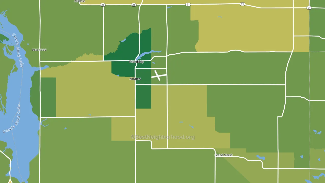 Adams County, WI block-group voter-turnout map