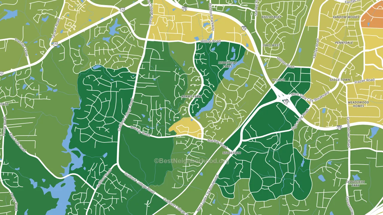 Adams Farm, Greensboro, NC block-group voter-turnout map