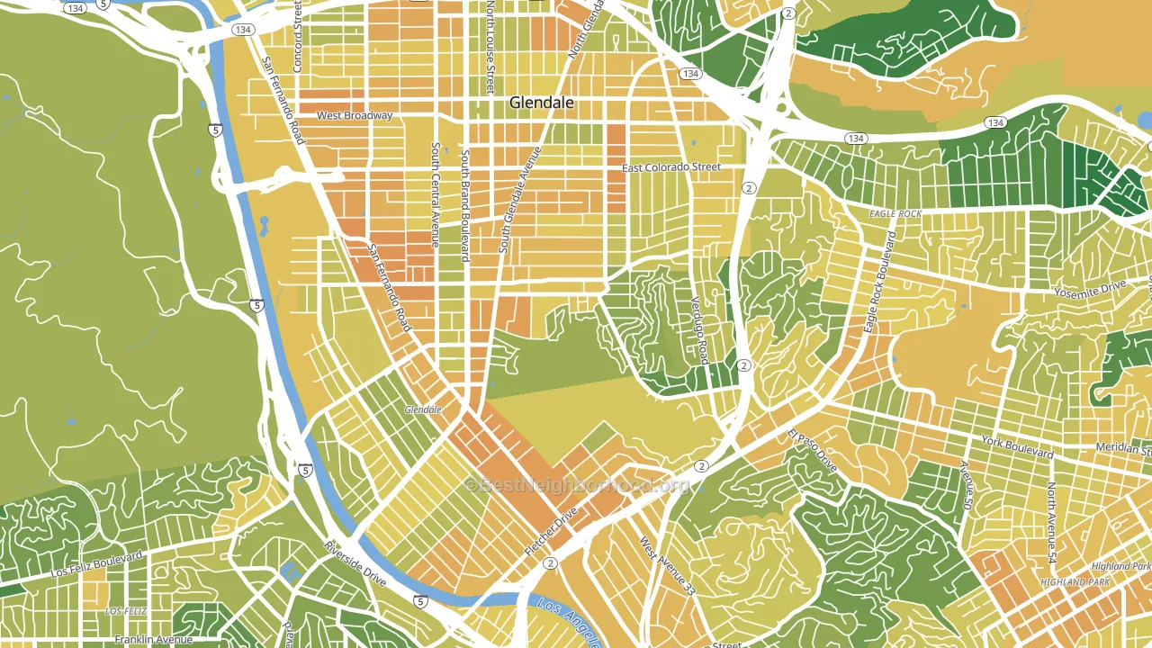 Adams Hill, Glendale, CA block-group voter-turnout map