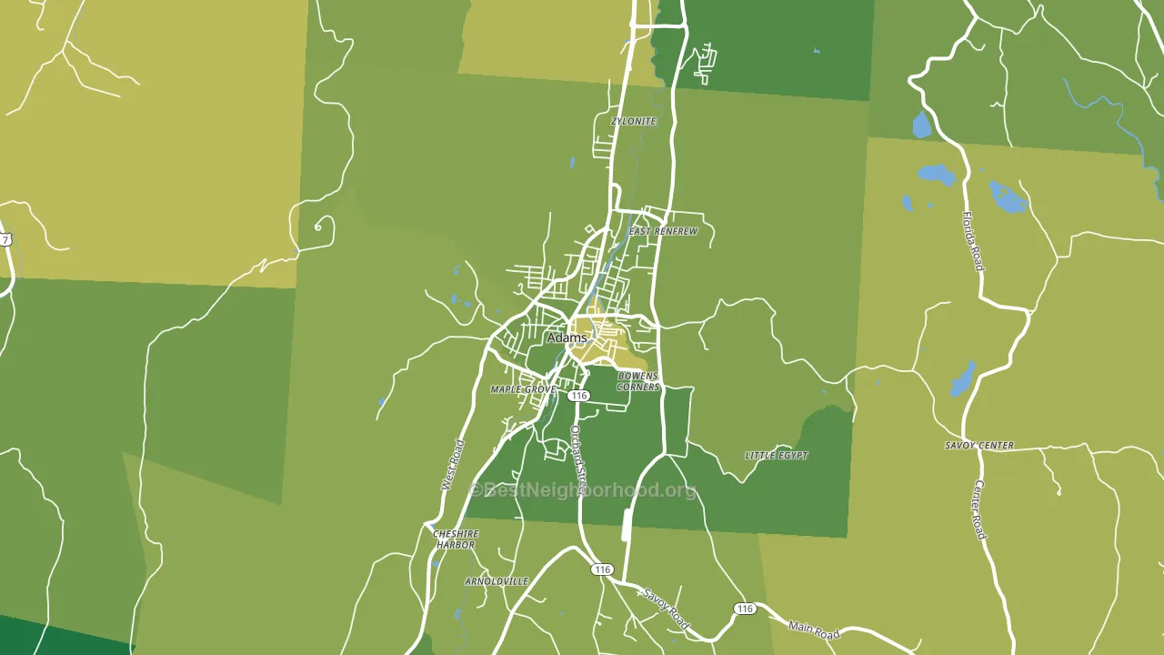 Adams, MA block-group voter-turnout map
