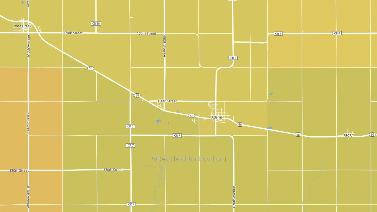 Adams, MN block-group voter-turnout map
