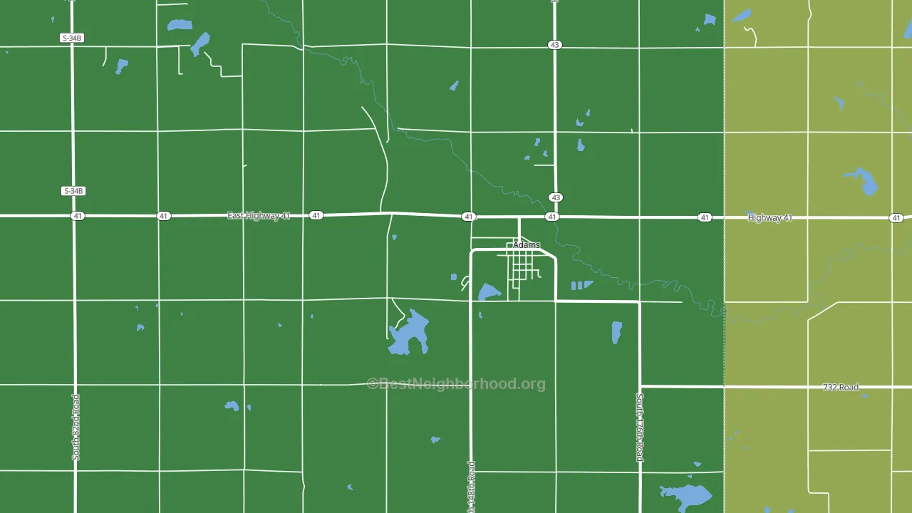 Adams, NE block-group voter-turnout map