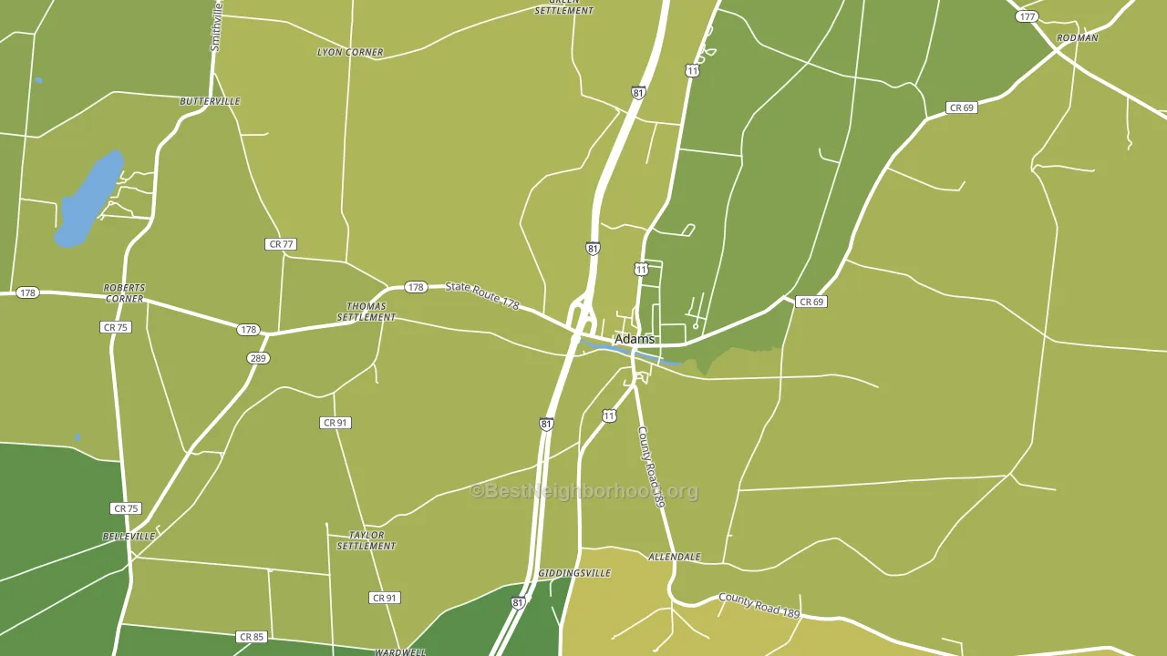 Adams, NY block-group voter-turnout map