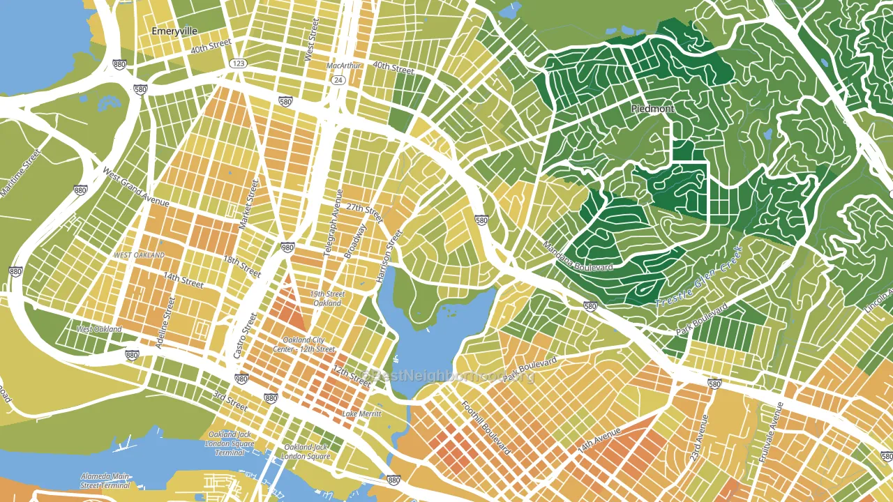 Adams Point, Oakland, CA block-group voter-turnout map