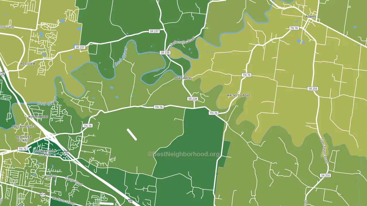 Adams, TN block-group voter-turnout map