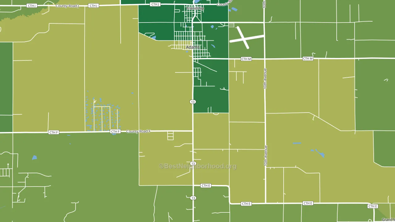 Adams, WI block-group voter-turnout map