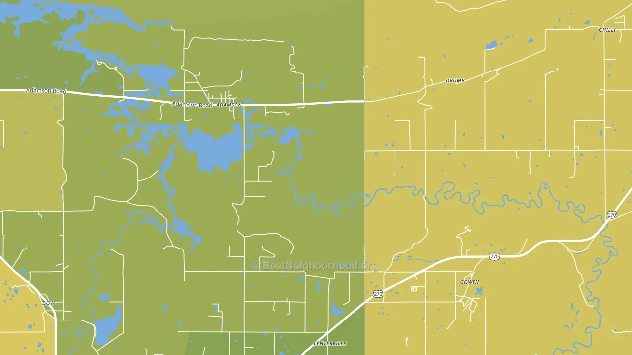 Adamson, OK block-group voter-turnout map