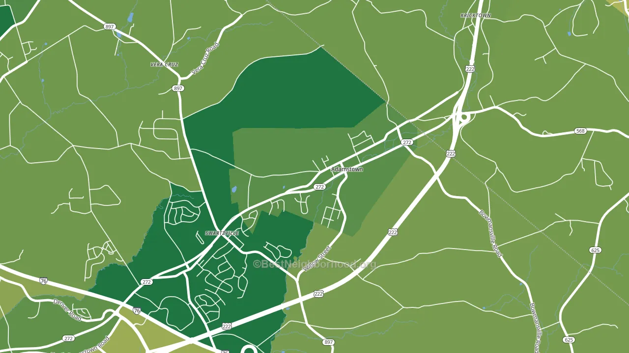 Adamstown, PA block-group voter-turnout map