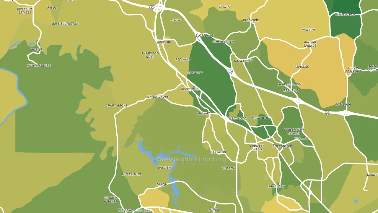 Adamsville, AL block-group voter-turnout map