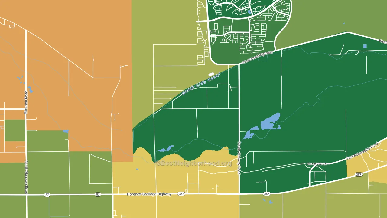 Adamsville, AZ block-group voter-turnout map