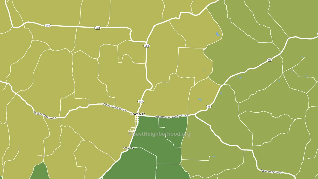 Adamsville, OH block-group voter-turnout map