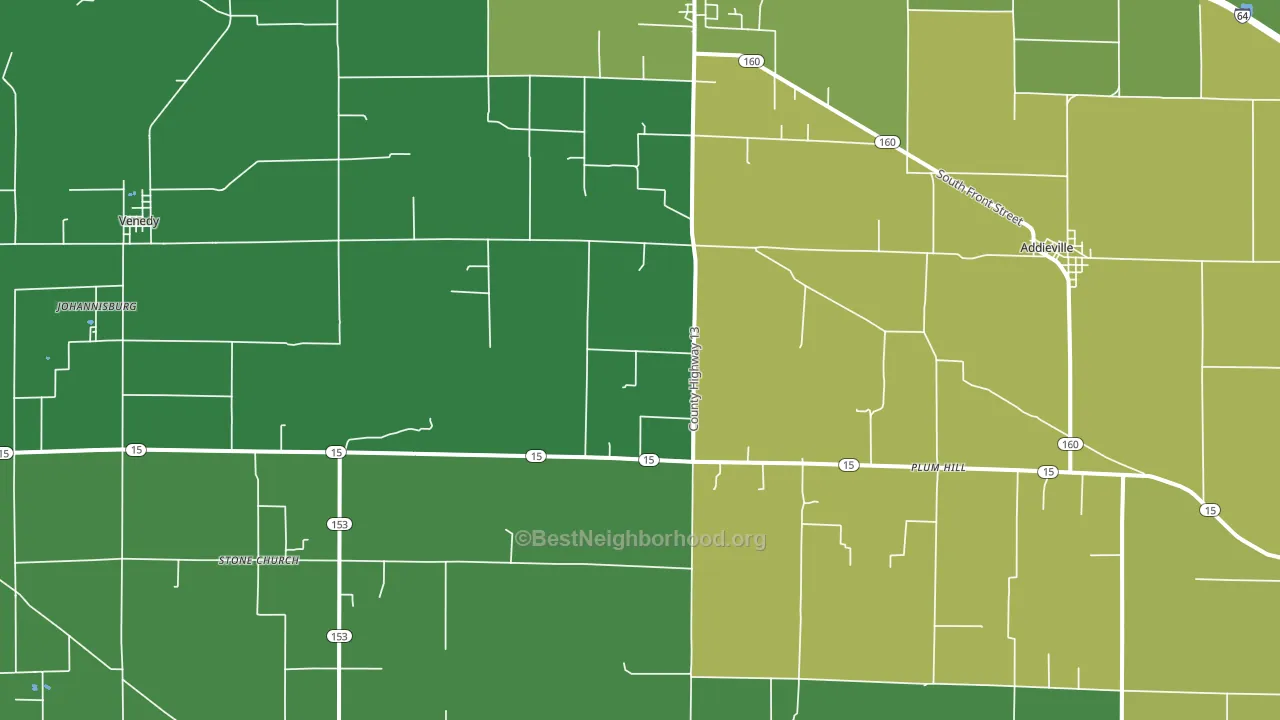 Addieville, IL block-group voter-turnout map