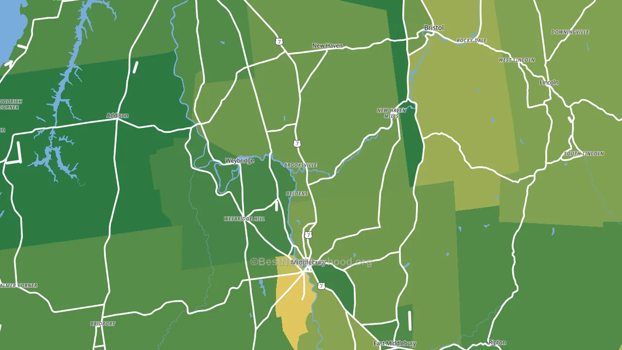 Addison County, VT block-group voter-turnout map