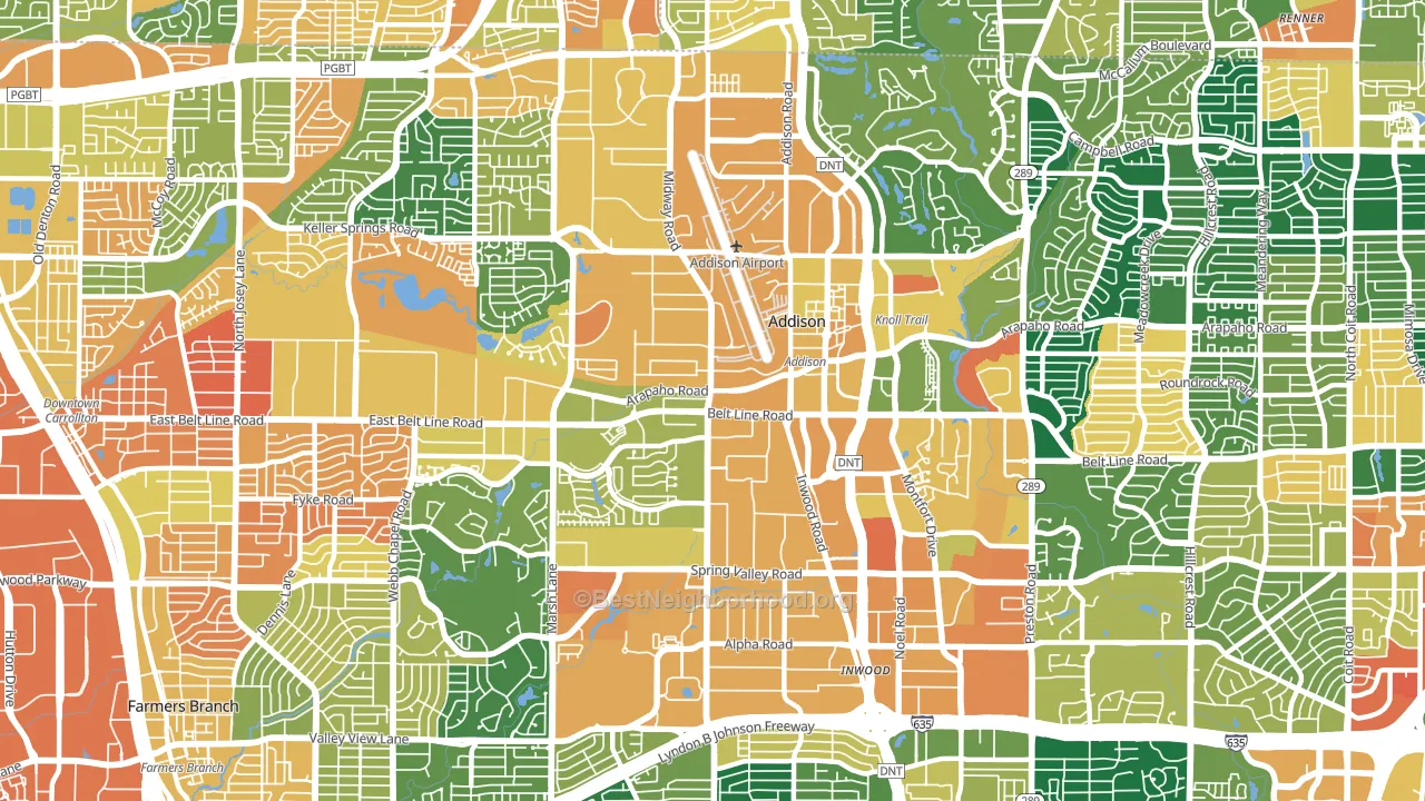 Addison, TX block-group voter-turnout map