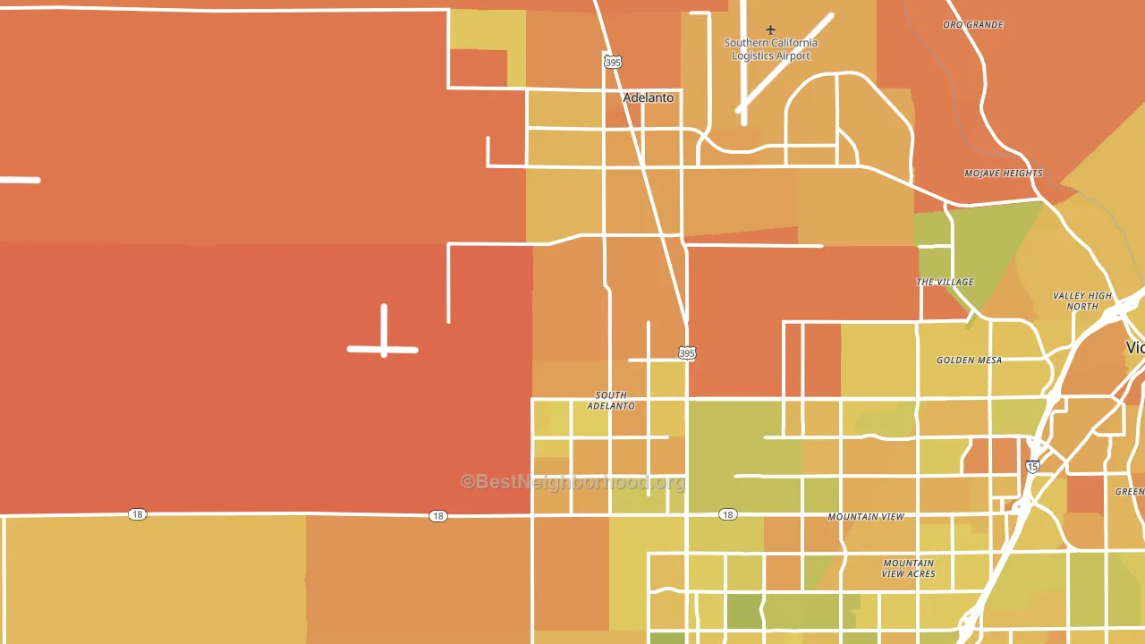 Adelanto, CA block-group voter-turnout map