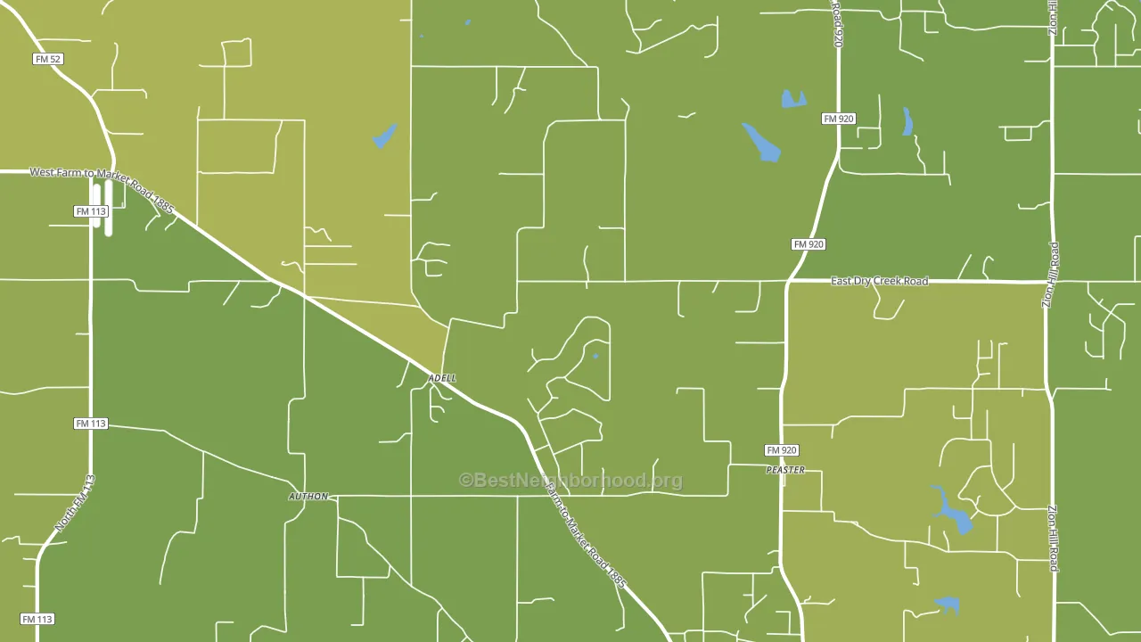 Adell, TX block-group voter-turnout map