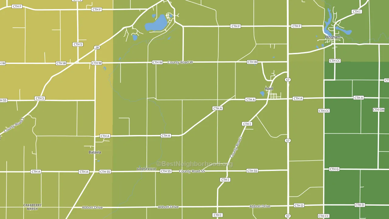 Adell, WI block-group voter-turnout map