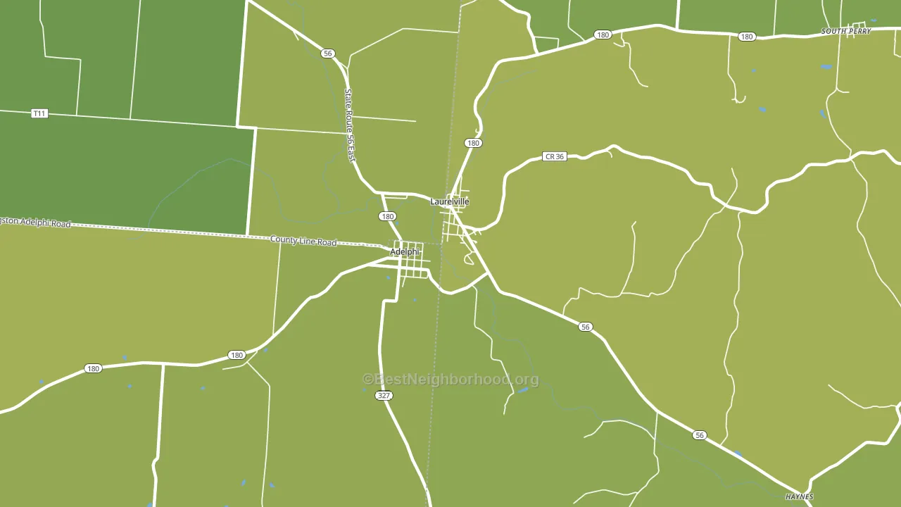 Adelphi, OH block-group voter-turnout map