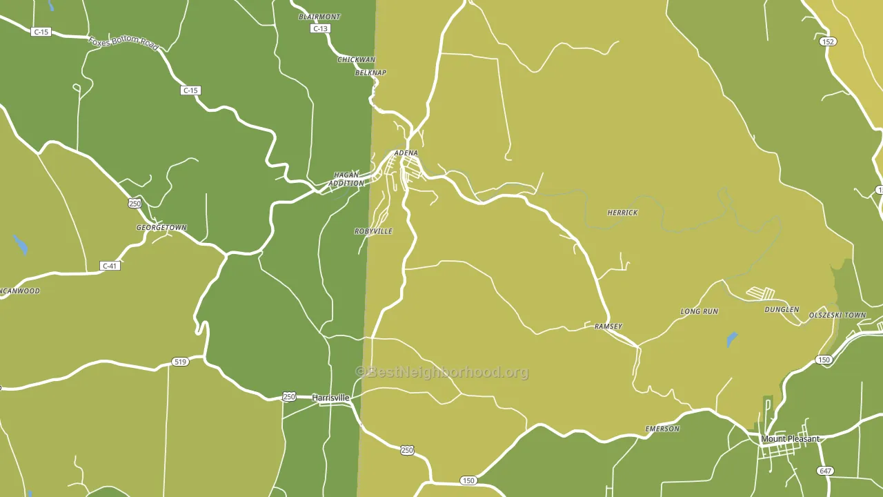 Adena, OH block-group voter-turnout map